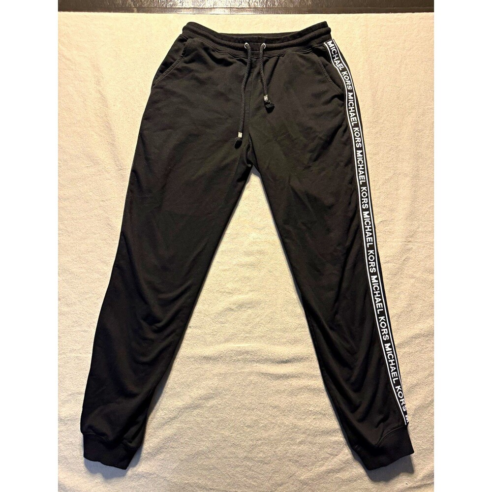 Michael Kors Women’s Black Logo Tape Jogger Pants Drawstring Waist XS